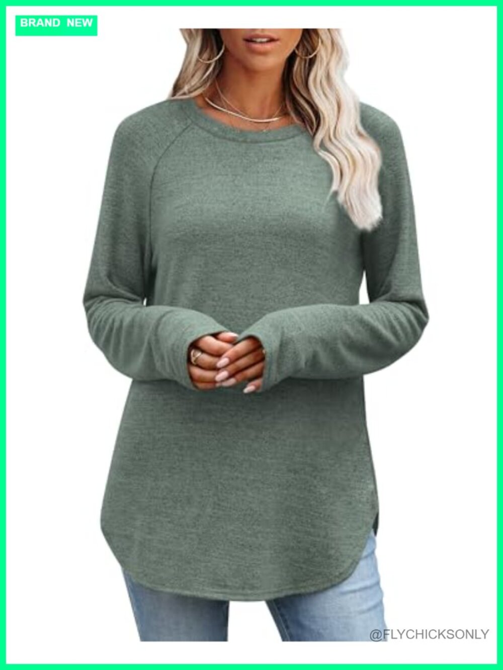 Women's Loose Fit Tunic Top Long Sleeve Crew Neck Pullover Fleece